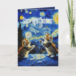 Cartão De Festividades Starry Night Kittymas Christmas Spoof