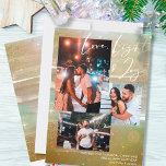 Cartão De Festividades Starry Night Love Light e Joy 3 Foto Dourada<br><div class="desc">Crie seu próprio cartão de 3 fotos coladas, com a letra Love Light & Joy, em um fundo noturno estrelado. A design apresenta braçadeiras de aquarela, em tons de verde-amarelo-ouro e areia, com estrelas, brilho de estrelas e poeira dourada. Amor, luz e alegria estão escritos na caligrafia moderna, que você...</div>