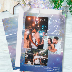 Cartão De Festividades Starry Night Love Light & Joy 3 Photo Collage