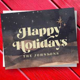 Cartão De Festividades Starry Night Winter Sky Modern Elegant Chic