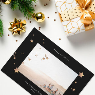 Cartão De Festividades Starry Premium Black Onyx Photo Christmas Happy