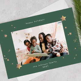 Cartão De Festividades Starry Premium Emerald Onyx Foto de Natal Feliz