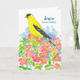 Cartão De Festividades State Bird of Iowa Eastern Goldfinch Rosa Vazio