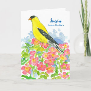 Cartão De Festividades State Bird of Iowa Eastern Goldfinch Rosa Vazio