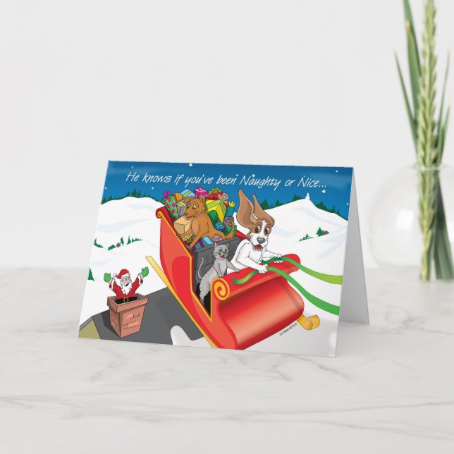 Cartão De Festividades StealingSantasSleighCARD_ ©ZoeRanucci (Frente)