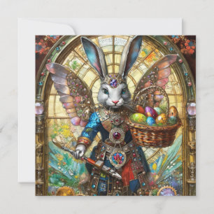 Cartão De Festividades Steampunk Easter Bunny Warrior Angel
