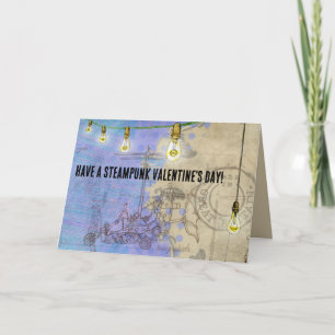 Cartão De Festividades Steampunk Edison lança sobre um Dia de os namorado