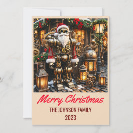 Cartão De Festividades Steampunk Papai Noel - Feliz Natal