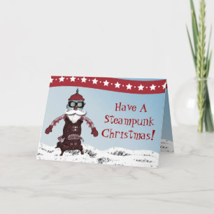 Cartão De Festividades Steampunk Robot One Santa By Artinspired