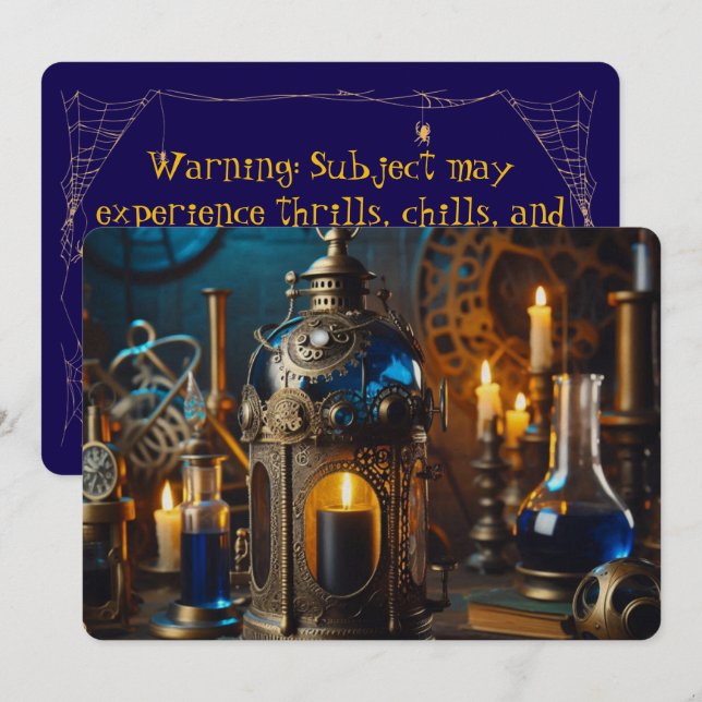 Cartão De Festividades Steampunk Victorian Gothics Lab Spooky (Frente/Verso)