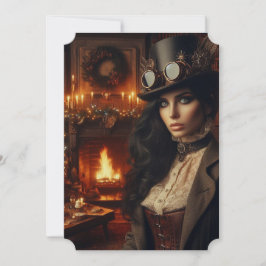 Cartão De Festividades Steampunk Vintage Victorian Lady Christmas