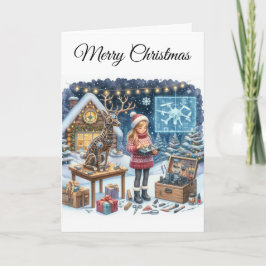 Cartão De Festividades STEM Holiday Greeting Tech Girls Christmas Card