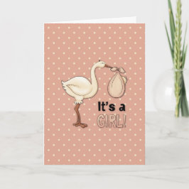 Cartão De Festividades Stork with Baby Girl