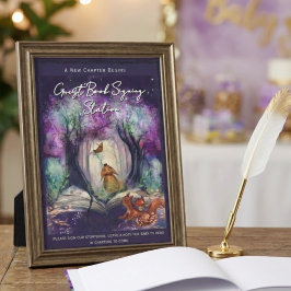 Cartão De Festividades Storybook Purple Forest Guest Book Signing Station
