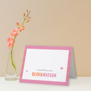 Cartão De Festividades Stripe Personalizado Obrigado Apreciação Dobrada