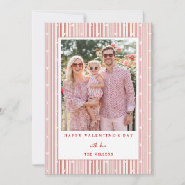 Cartão De Festividades Stripes & Hearts Happy Valentine's Day Photo Card