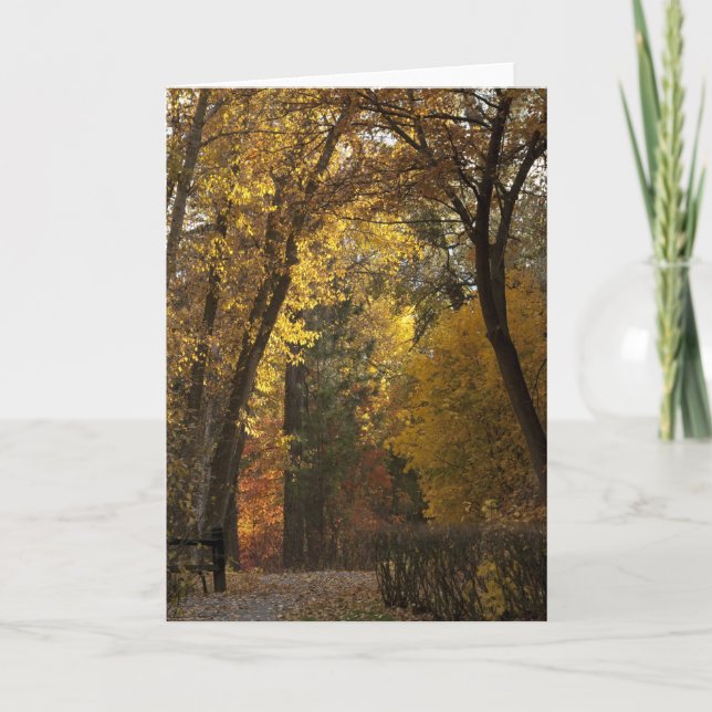 Cartão De Festividades Stroll do outono através do parque de Greenough (Frente)