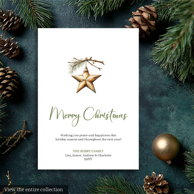 Cartão De Festividades Stylish Bohemian Watercolor Earthy Christmas Card (Stylish Bohemian Watercolor Earthy Christmas Card)