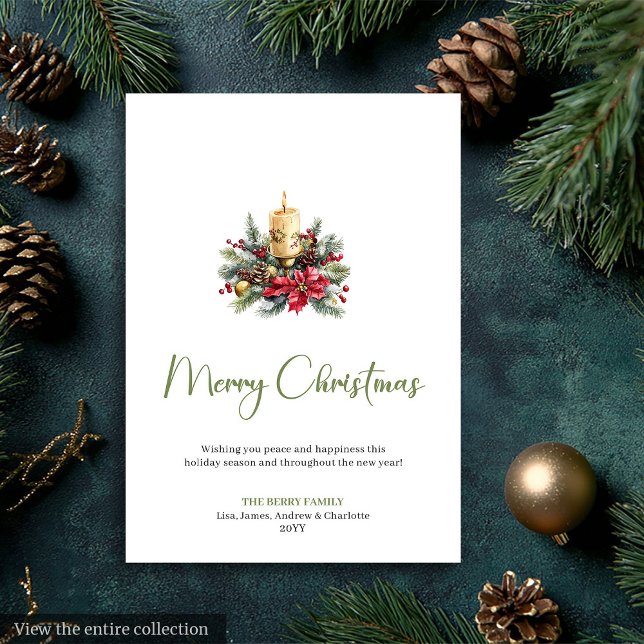 Cartão De Festividades Stylish Boho Earthy Watercolor Christmas Greeting (Stylish Boho Earthy Watercolor Christmas Greeting Holiday Card)