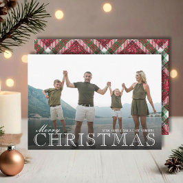 Cartão De Festividades Stylish Christmas Plaid Photo