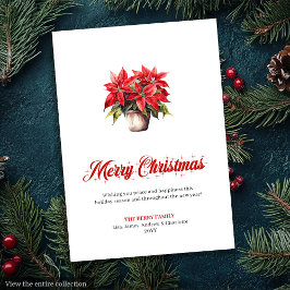Cartão De Festividades Stylish Red White Poinsettia Holiday Greeting Card