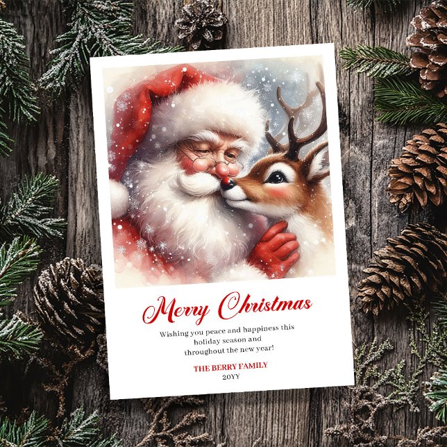 Cartão De Festividades Stylish Santa Claus Rudolph Cartoon Christmas Card (Stylish Santa Claus Rudolph Cartoon Christmas Greeting Card

)