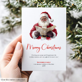 Cartão De Festividades Stylish Santa Claus Trendy Simple Watercolor Card