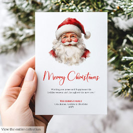 Cartão De Festividades Stylish Santa Claus Watercolor Christmas Greeting