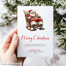 Cartão De Festividades Stylish Santa Claus Watercolor Christmas Greeting