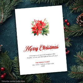 Cartão De Festividades Stylish Watercolor Red Poinsettia Greeting Card