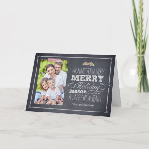 Cartão De Festividades Stylishly Chalked Holiday Photo Card