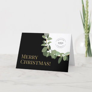 Cartão De Festividades Sua coroa verde Dourada Preta Feliz Natal