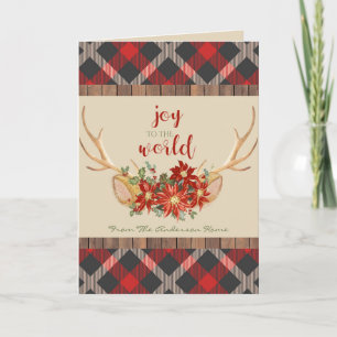 Cartão De Festividades SUA FOTO Antílope Plaid Floresta Natal
