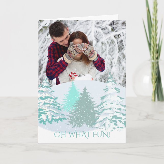Cartão De Festividades Sua Foto de Árvores Modernas de Natal (Frente)
