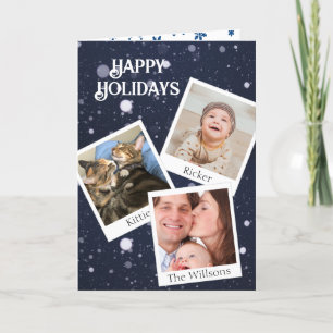 Cartão De Festividades Suas 3 fotos instantâneas personalizam a neve de a
