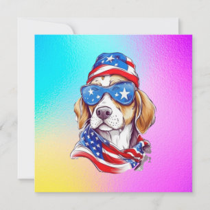 Cartão De Festividades Sublimação de Cachorro de 4 de Julho-66361