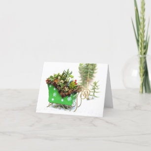 Cartão De Festividades Succulent Filled Sleigh Holiday Greeting Card