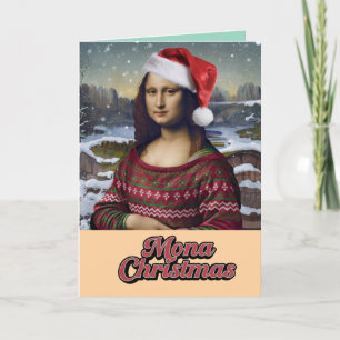 Cartão De Festividades Suéter de Natal da Mona Lisa