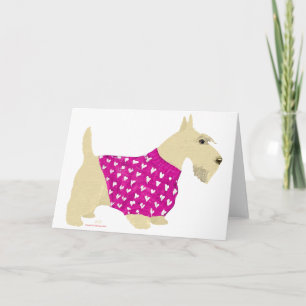 Cartão De Festividades Suéter de Scottish Terrier Trigo