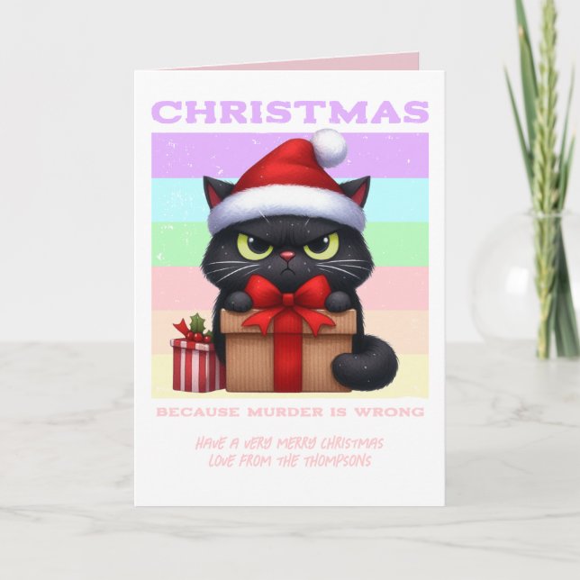 Cartão De Festividades Sugar Rush Sleigh Funny Cat Retro Christmas Photo (Frente)