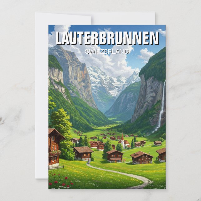 Cartão De Festividades Suiça Lauterbrunnen (Frente)