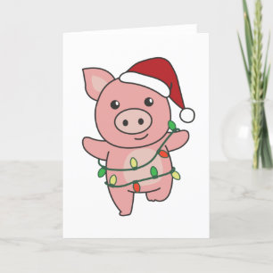 Cartão De Festividades Suínos de Natal para Porcos