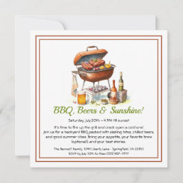 Cartão De Festividades Summer BBQ & Beer Party Invitation – Backyard Cook