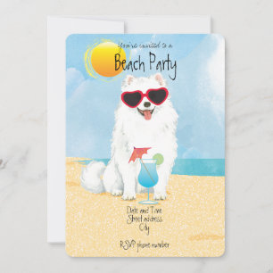 Cartão De Festividades Summer Eskie Beach Party Invitation