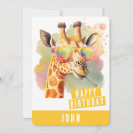 Cartão De Festividades Summer vibes Giraffe Birthday Card