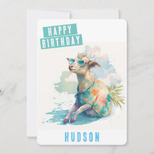 Cartão De Festividades Summer vibes Goat Birthday Card