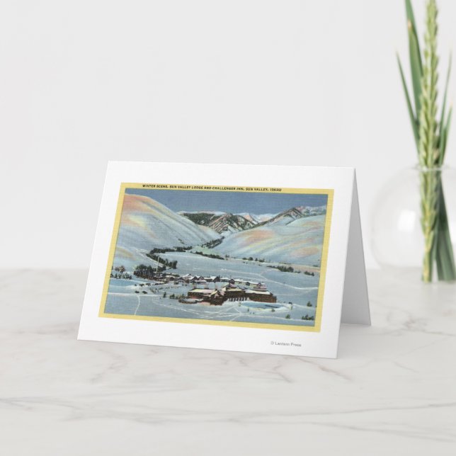 Cartão De Festividades Sun Valley, identificação - cena do inverno, Sun (Frente)