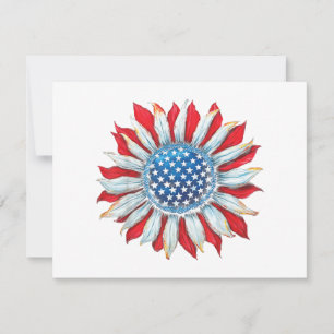 Cartão De Festividades Sunflower American Flag 4 de julho Women Men Meri