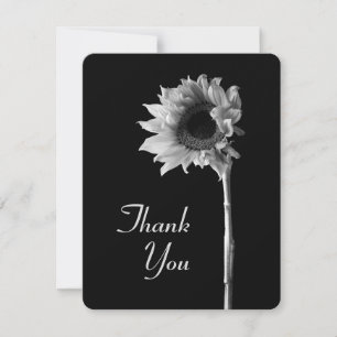 Cartão De Festividades Sunflower Black and White Photograph Thank You