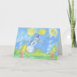 Cartão De Festividades Sunny Snowman - "Happy Holidays"